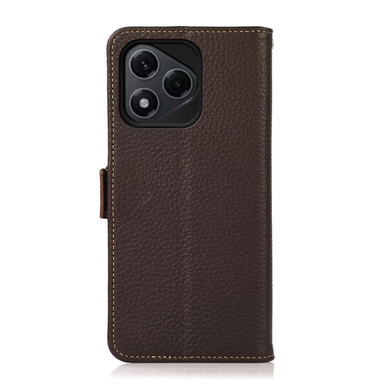 For Honor 400 Lite Global KHAZNEH Side-Magnetic Litchi Genuine Leather RFID Phone Case