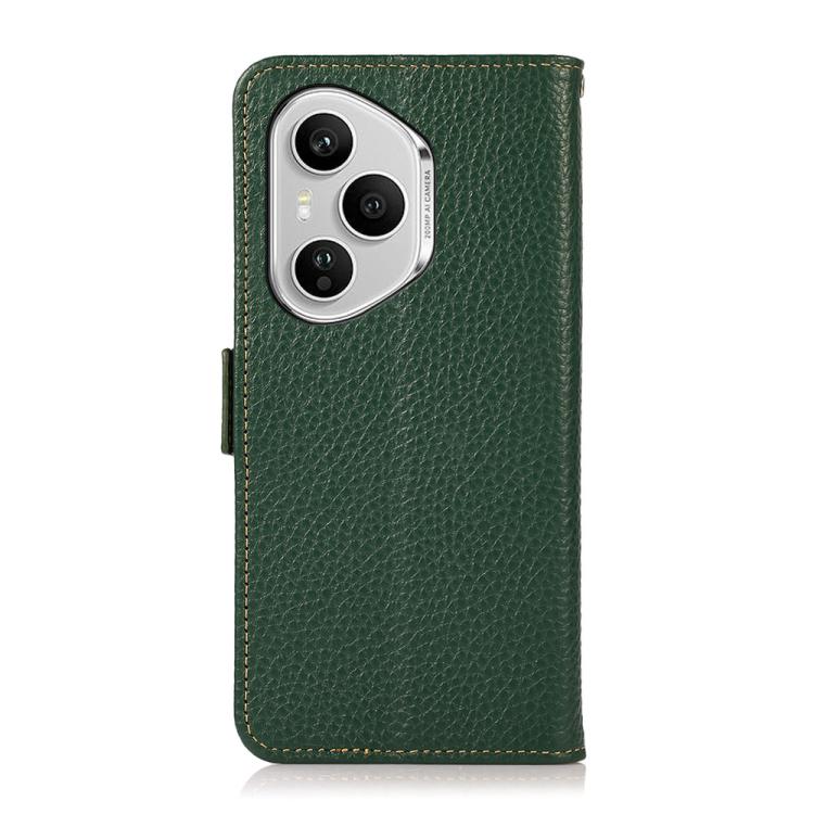 For Honor 400 Pro Global 160.8mm KHAZNEH Side-Magnetic Litchi Genuine Leather RFID Phone Case