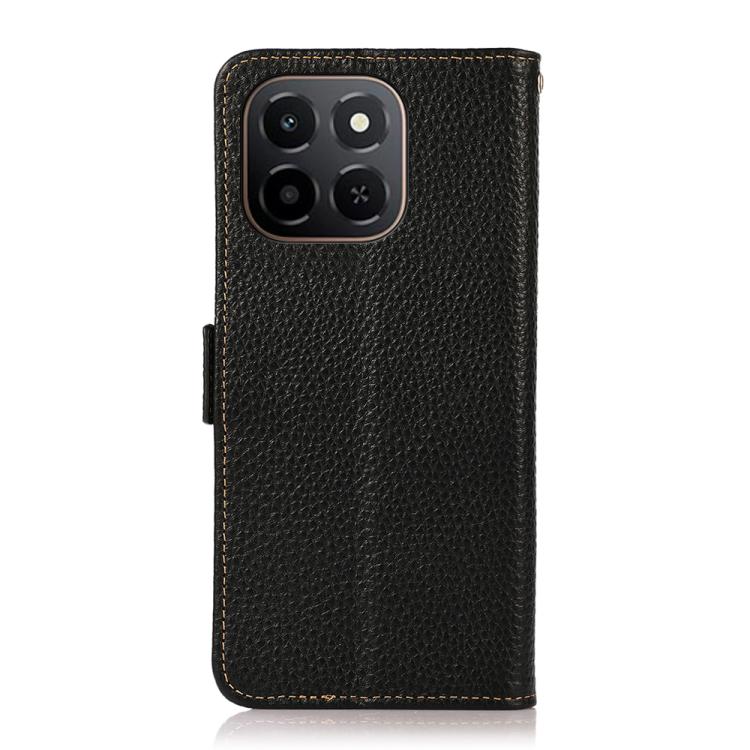 For Honor X6C 4G KHAZNEH Side-Magnetic Litchi Genuine Leather RFID Phone Case