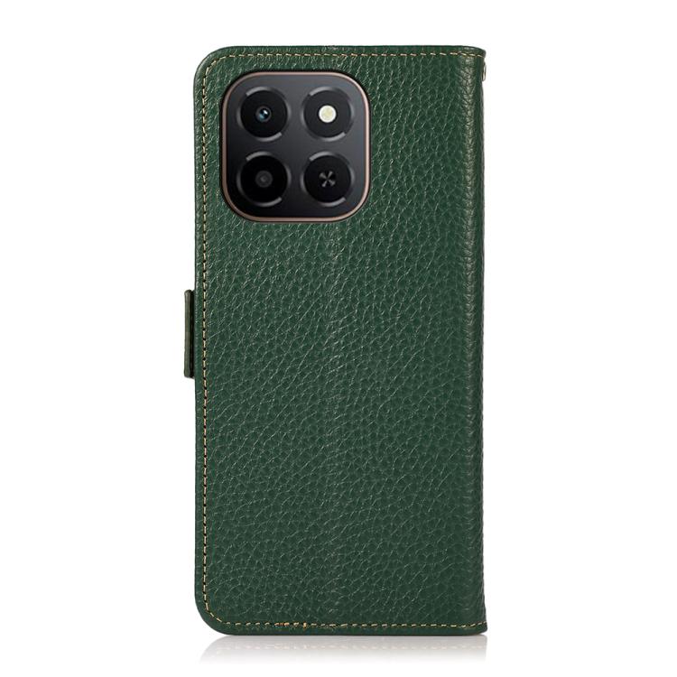 For Honor X6C 4G KHAZNEH Side-Magnetic Litchi Genuine Leather RFID Phone Case
