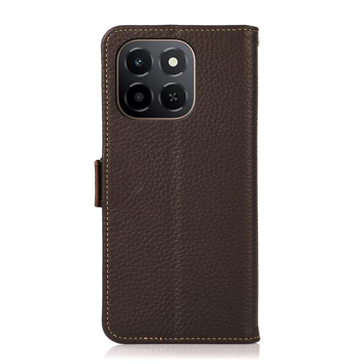 For Honor X6C 4G KHAZNEH Side-Magnetic Litchi Genuine Leather RFID Phone Case