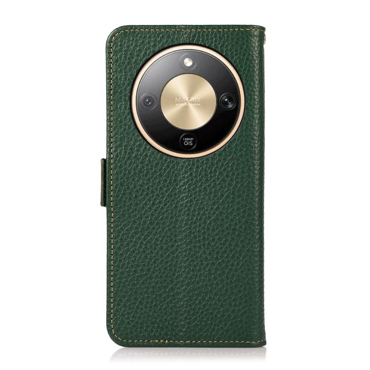 For Honor X9d 5G KHAZNEH Side-Magnetic Litchi Genuine Leather RFID Phone Case