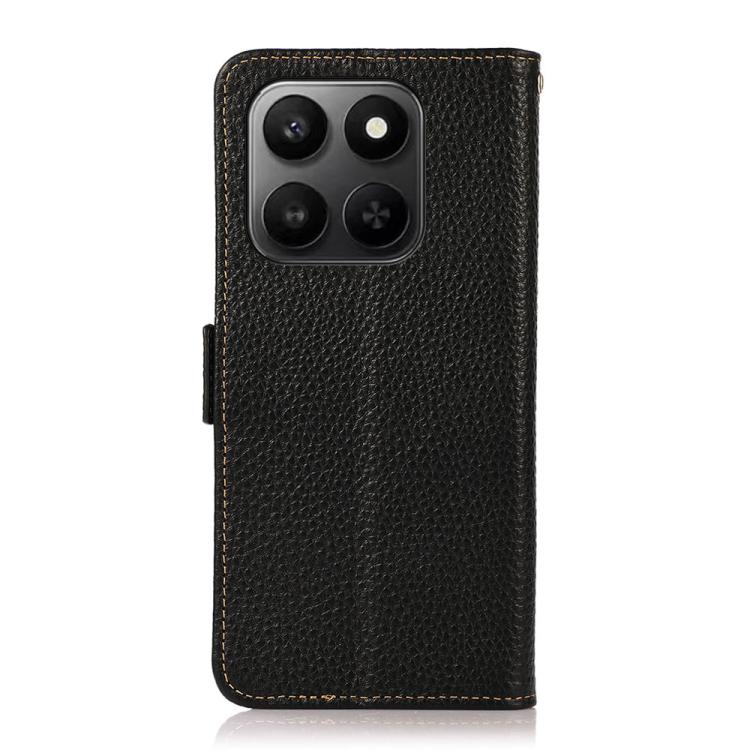 For Honor 400 Smart / X7d KHAZNEH Side-Magnetic Litchi Genuine Leather RFID Phone Case