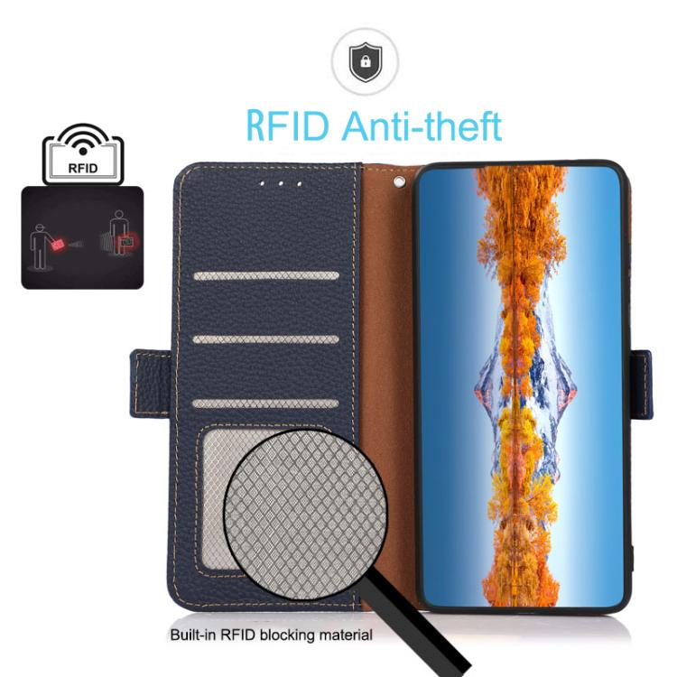 For Honor 400 Smart / X7d KHAZNEH Side-Magnetic Litchi Genuine Leather RFID Phone Case
