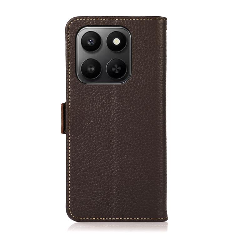 For Honor 400 Smart / X7d KHAZNEH Side-Magnetic Litchi Genuine Leather RFID Phone Case