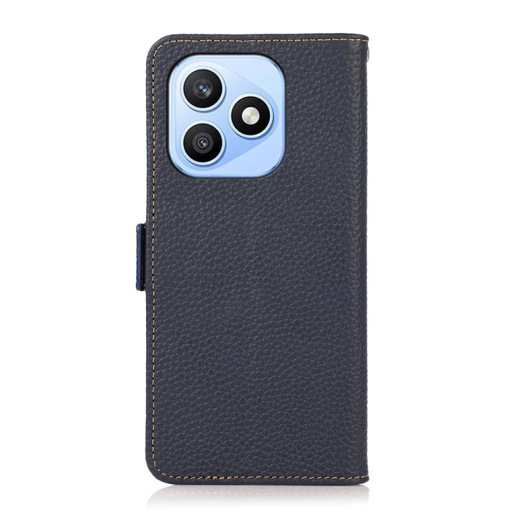 For Honor X8d 4G KHAZNEH Side-Magnetic Litchi Genuine Leather RFID Phone Case