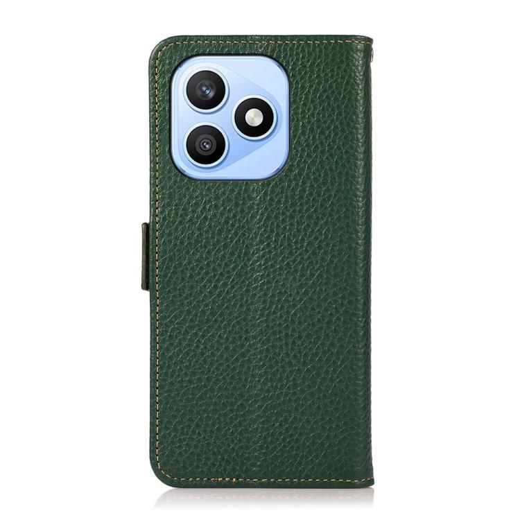 For Honor X8d 4G KHAZNEH Side-Magnetic Litchi Genuine Leather RFID Phone Case