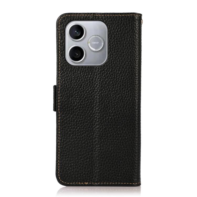 For Honor 600 Lite Global KHAZNEH Side-Magnetic Litchi Genuine Leather RFID Phone Case