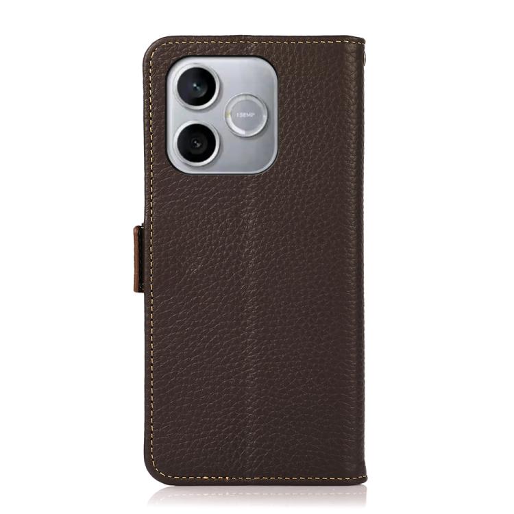 For Honor 600 Lite Global KHAZNEH Side-Magnetic Litchi Genuine Leather RFID Phone Case