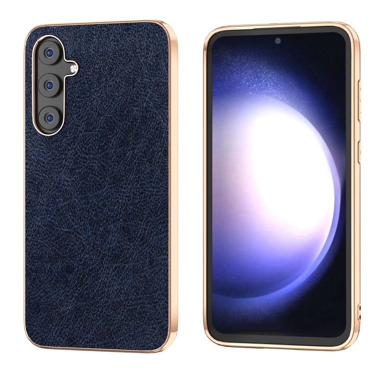 For Samsung Galaxy S23 FE 5G Plating Retro Litchi Texture PU Phone Case
