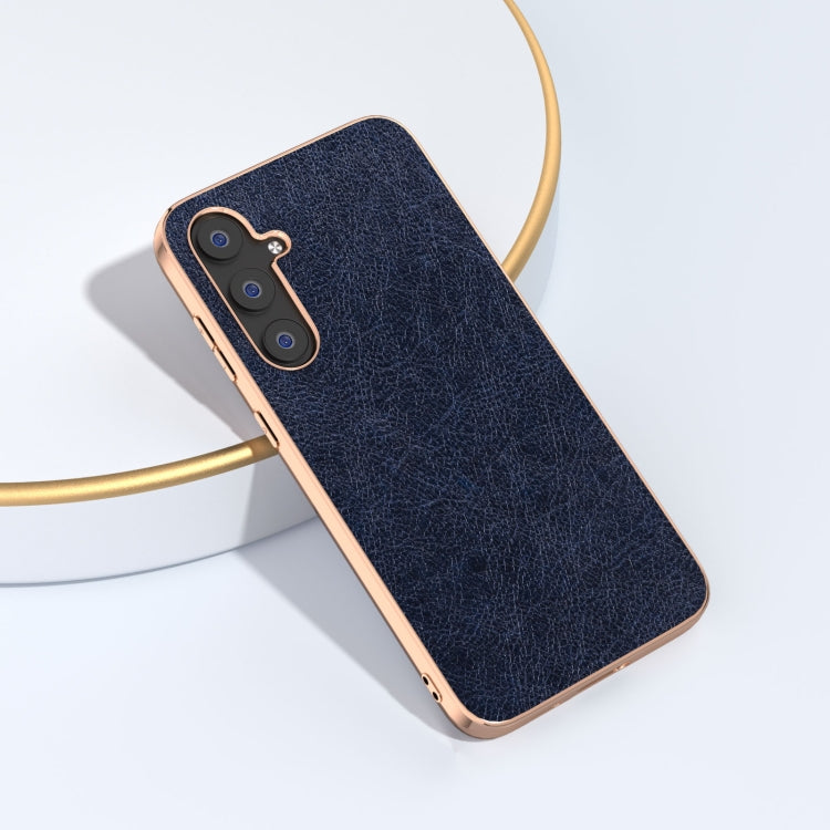 For Samsung Galaxy S23 FE 5G Plating Retro Litchi Texture PU Phone Case