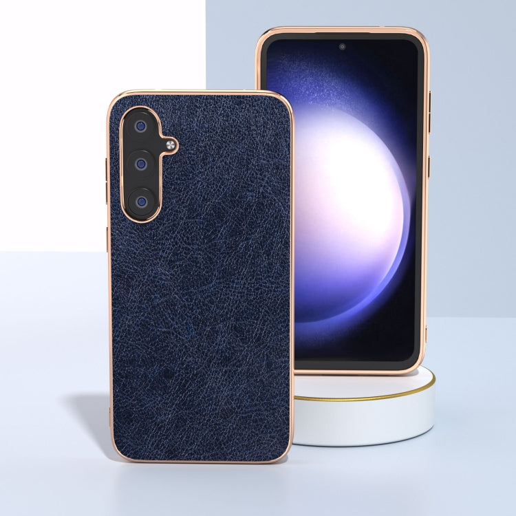 For Samsung Galaxy S23 FE 5G Plating Retro Litchi Texture PU Phone Case
