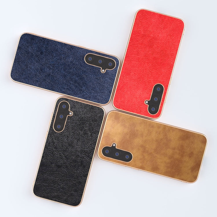 For Samsung Galaxy S23 FE 5G Plating Retro Litchi Texture PU Phone Case