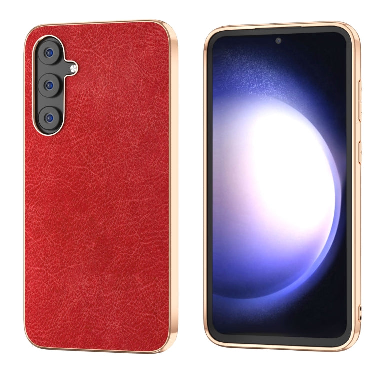For Samsung Galaxy S23 FE 5G Plating Retro Litchi Texture PU Phone Case