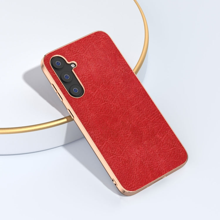 For Samsung Galaxy S23 FE 5G Plating Retro Litchi Texture PU Phone Case