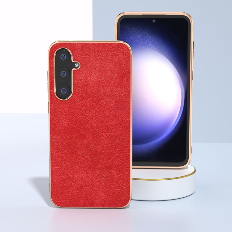 For Samsung Galaxy S23 FE 5G Plating Retro Litchi Texture PU Phone Case
