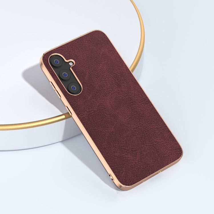 For Samsung Galaxy S23 FE 5G Plating Dream Litchi Texture PU Phone Case