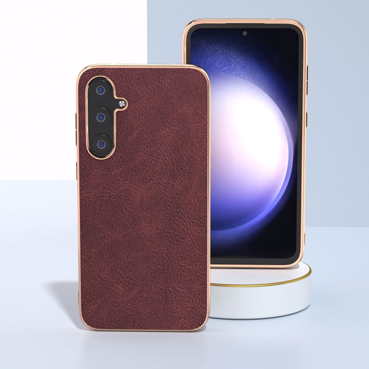 For Samsung Galaxy S23 FE 5G Plating Dream Litchi Texture PU Phone Case
