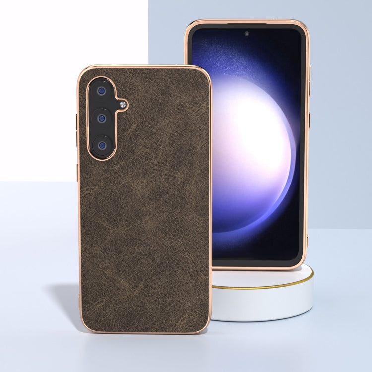 For Samsung Galaxy S23 FE 5G Plating Dream Litchi Texture PU Phone Case