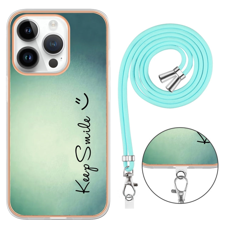 For iPhone 16 Pro Max Electroplating Dual-side IMD Phone Case with Lanyard