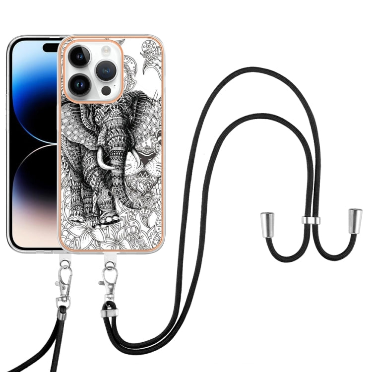 For iPhone 16 Pro Max Electroplating Dual-side IMD Phone Case with Lanyard