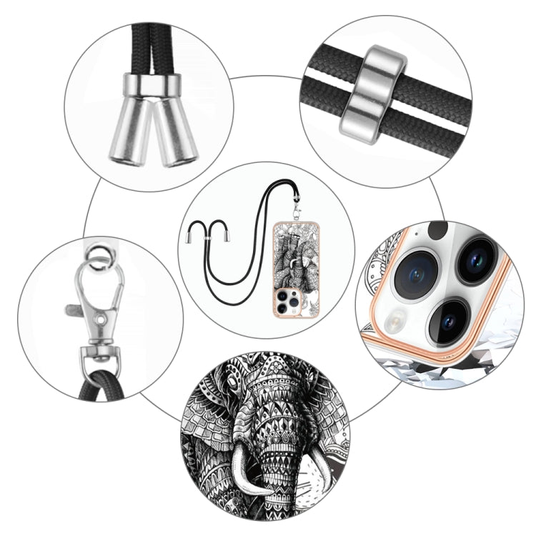For iPhone 16 Pro Max Electroplating Dual-side IMD Phone Case with Lanyard