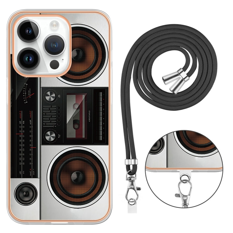 For iPhone 16 Pro Max Electroplating Dual-side IMD Phone Case with Lanyard