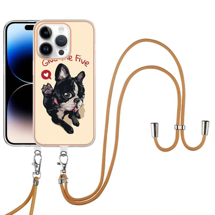 For iPhone 16 Pro Max Electroplating Dual-side IMD Phone Case with Lanyard