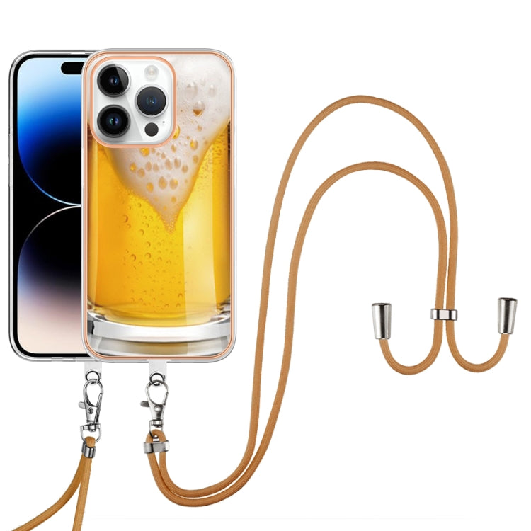 For iPhone 16 Pro Max Electroplating Dual-side IMD Phone Case with Lanyard