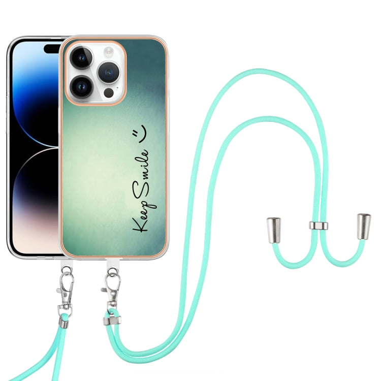 For iPhone 16 Pro Electroplating Dual-side IMD Phone Case with Lanyard