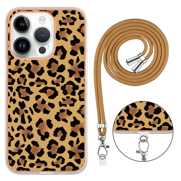 For iPhone 16 Pro Electroplating Dual-side IMD Phone Case with Lanyard