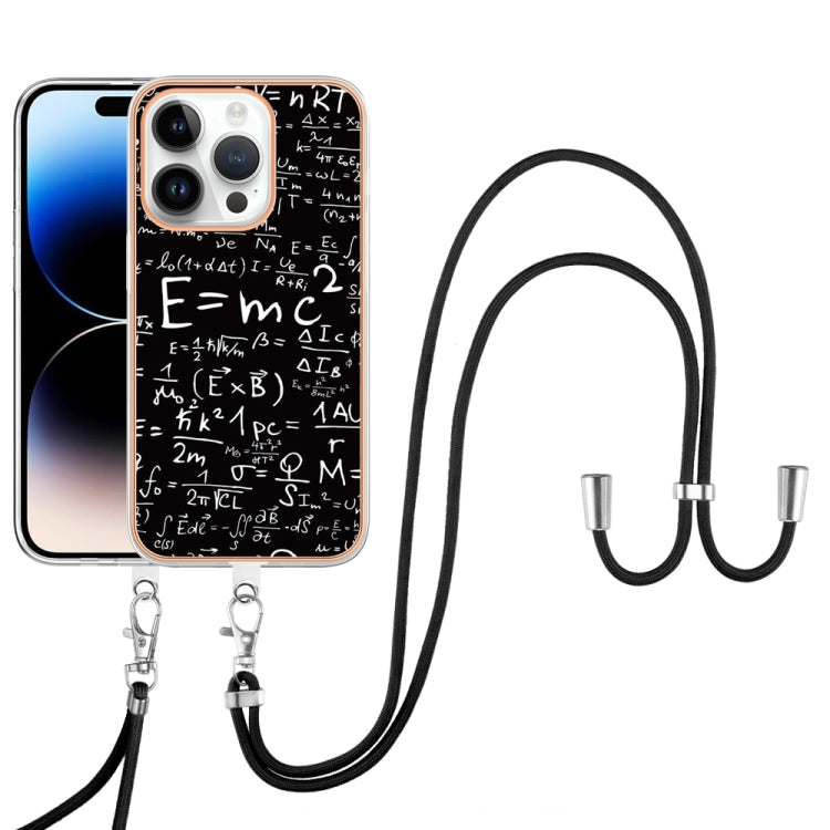 For iPhone 16 Pro Electroplating Dual-side IMD Phone Case with Lanyard