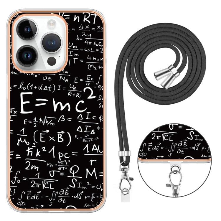 For iPhone 16 Pro Electroplating Dual-side IMD Phone Case with Lanyard