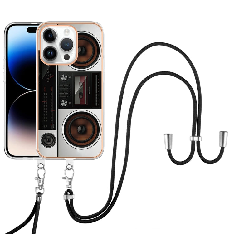 For iPhone 16 Pro Electroplating Dual-side IMD Phone Case with Lanyard