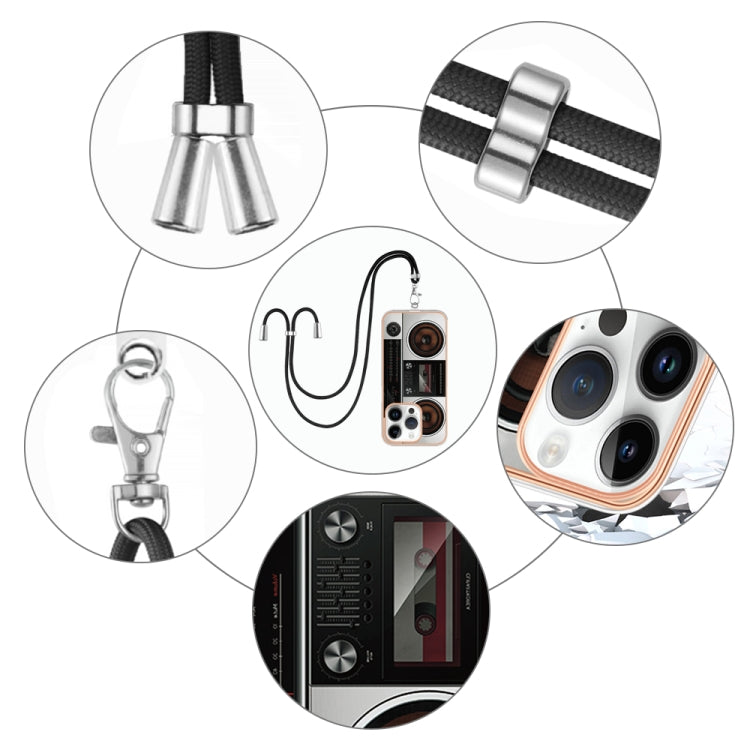 For iPhone 16 Pro Electroplating Dual-side IMD Phone Case with Lanyard