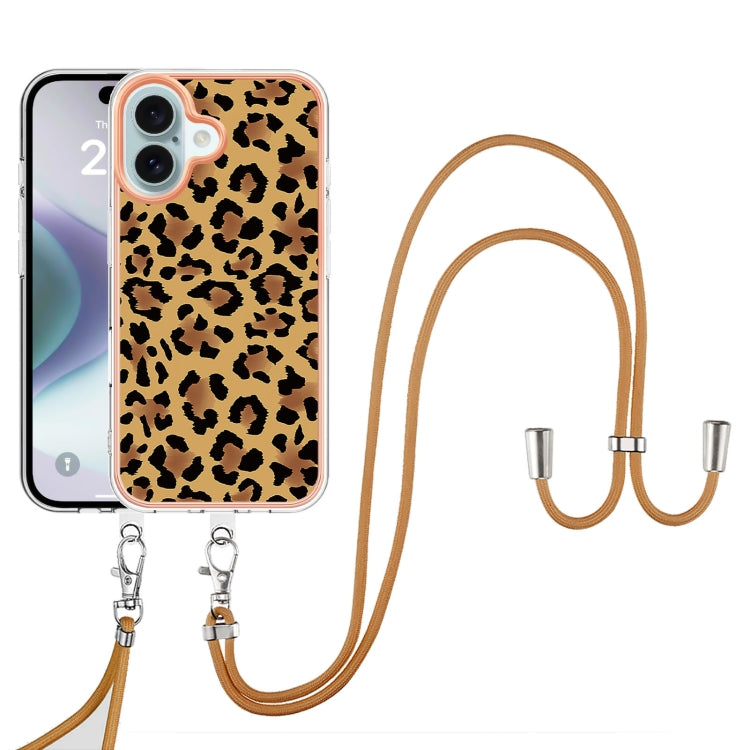 For iPhone 16 Electroplating Dual-side IMD Phone Case with Lanyard