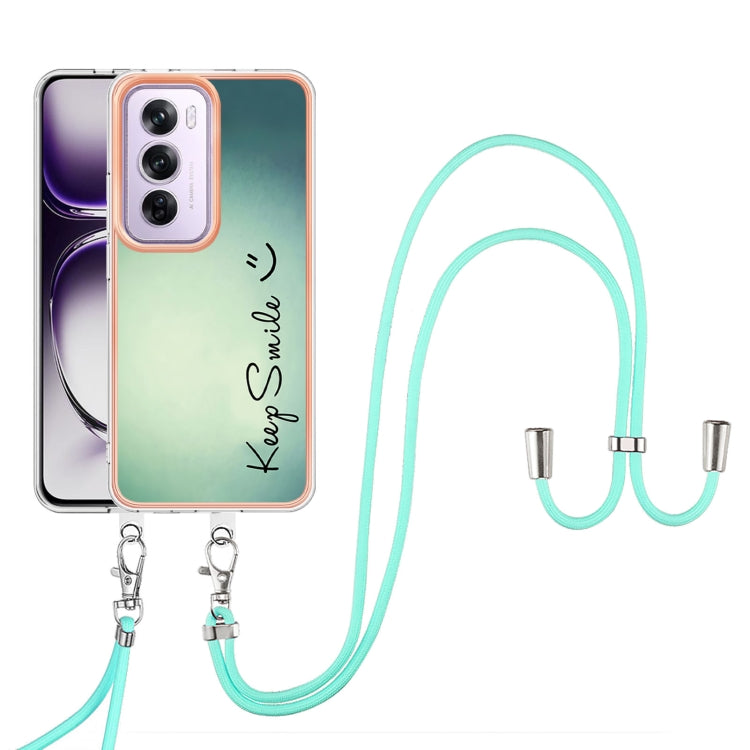 For OPPO Reno12 Pro Global Electroplating Dual-side IMD Phone Case with Lanyard