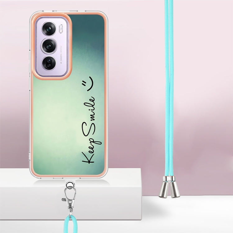 For OPPO Reno12 Pro Global Electroplating Dual-side IMD Phone Case with Lanyard