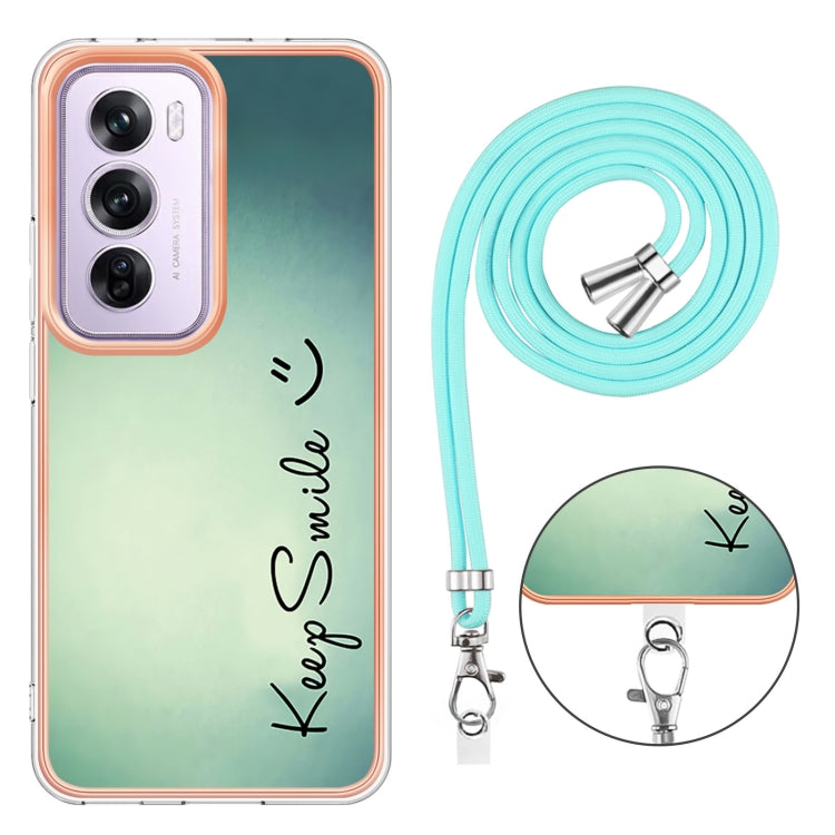For OPPO Reno12 Pro Global Electroplating Dual-side IMD Phone Case with Lanyard