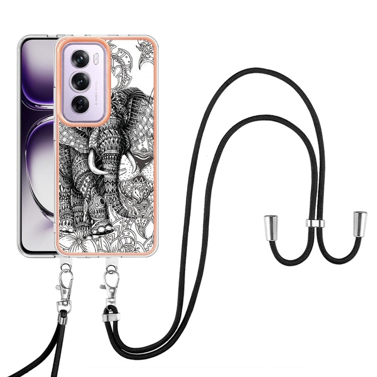 For OPPO Reno12 Pro Global Electroplating Dual-side IMD Phone Case with Lanyard