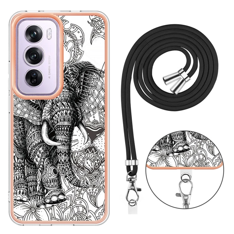 For OPPO Reno12 Pro Global Electroplating Dual-side IMD Phone Case with Lanyard