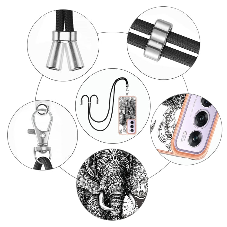 For OPPO Reno12 Pro Global Electroplating Dual-side IMD Phone Case with Lanyard