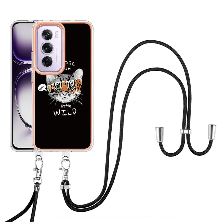 For OPPO Reno12 Pro Global Electroplating Dual-side IMD Phone Case with Lanyard