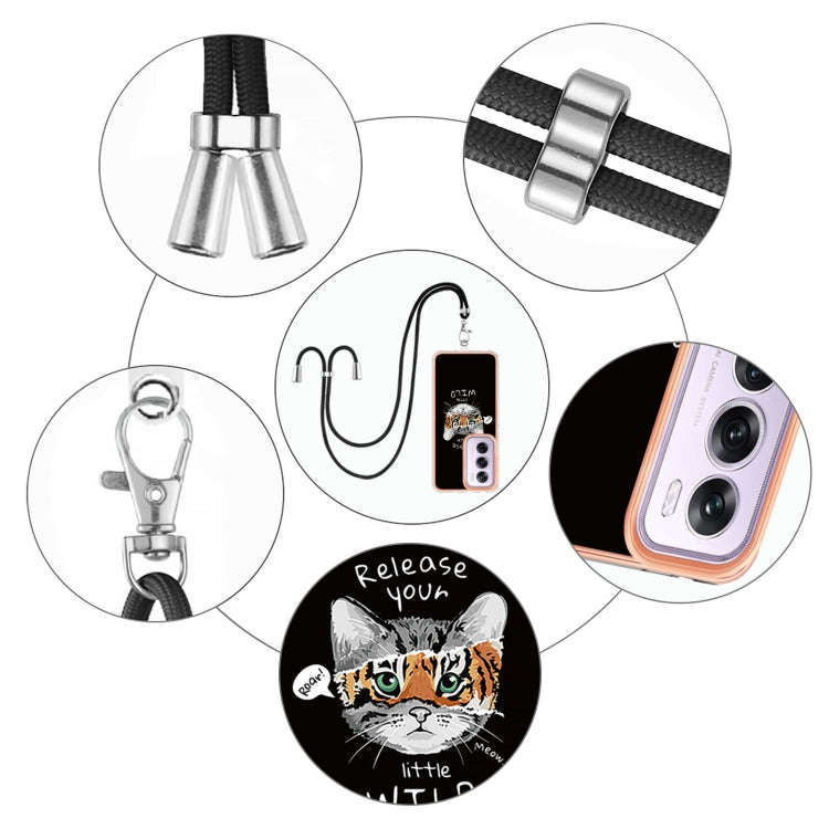 For OPPO Reno12 Pro Global Electroplating Dual-side IMD Phone Case with Lanyard