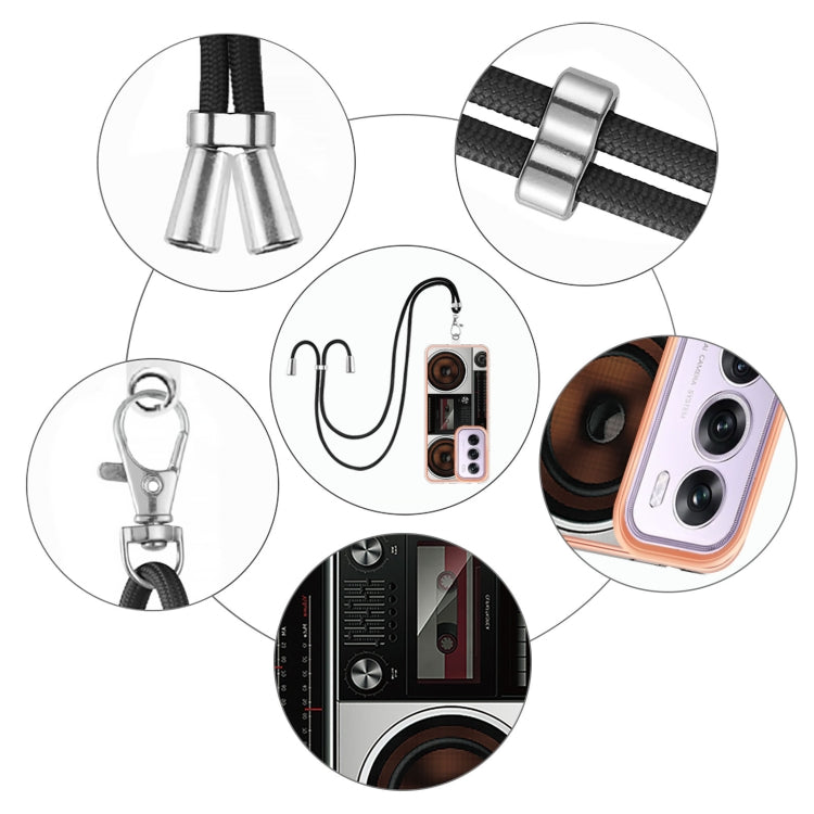 For OPPO Reno12 Pro Global Electroplating Dual-side IMD Phone Case with Lanyard