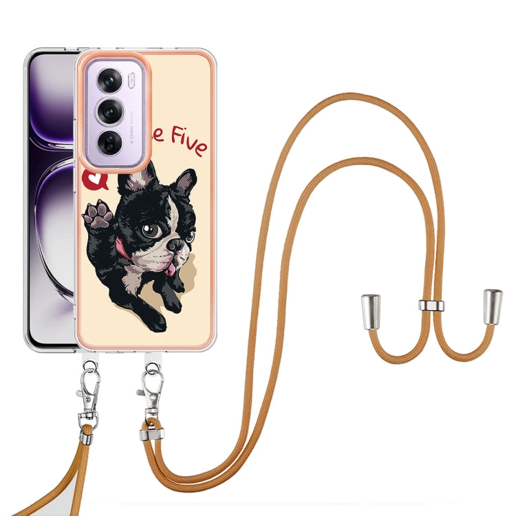 For OPPO Reno12 Pro Global Electroplating Dual-side IMD Phone Case with Lanyard