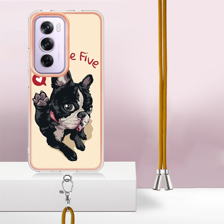 For OPPO Reno12 Pro Global Electroplating Dual-side IMD Phone Case with Lanyard
