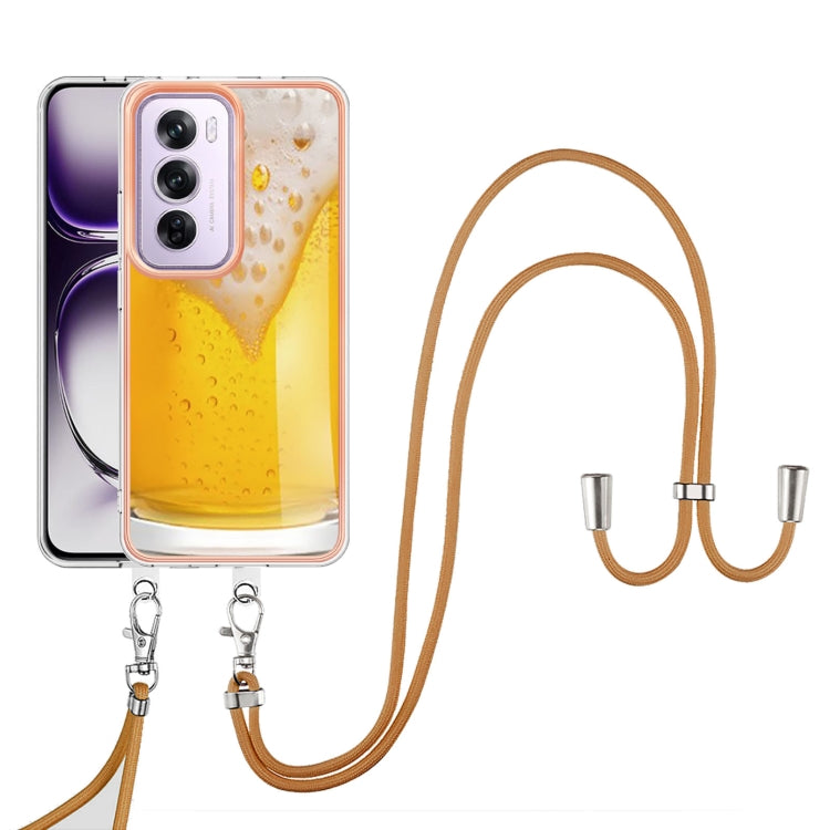 For OPPO Reno12 Pro Global Electroplating Dual-side IMD Phone Case with Lanyard