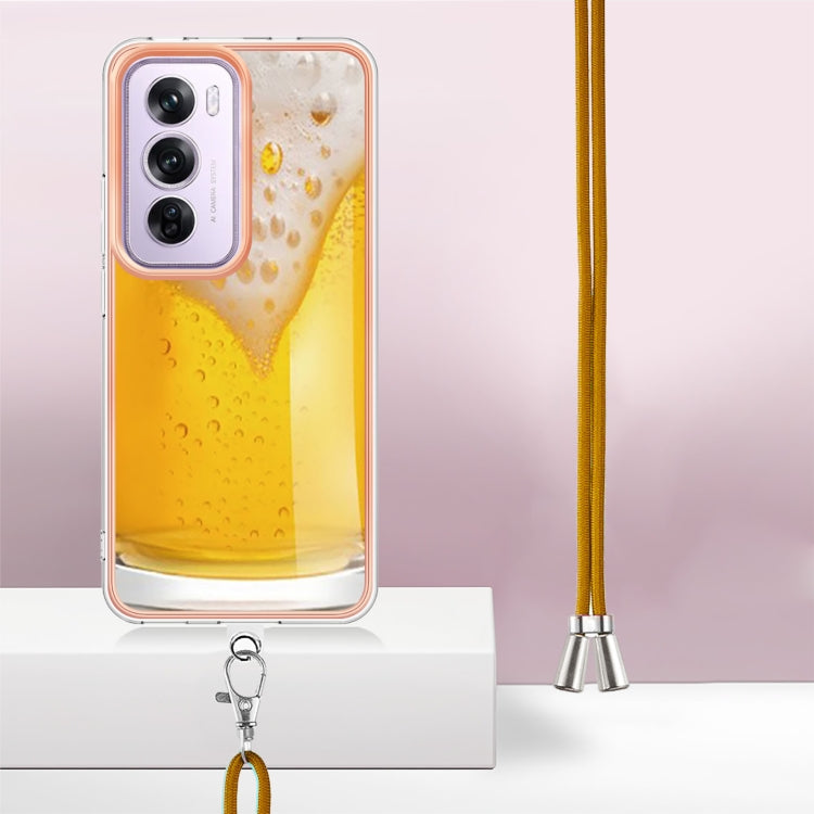 For OPPO Reno12 Pro Global Electroplating Dual-side IMD Phone Case with Lanyard