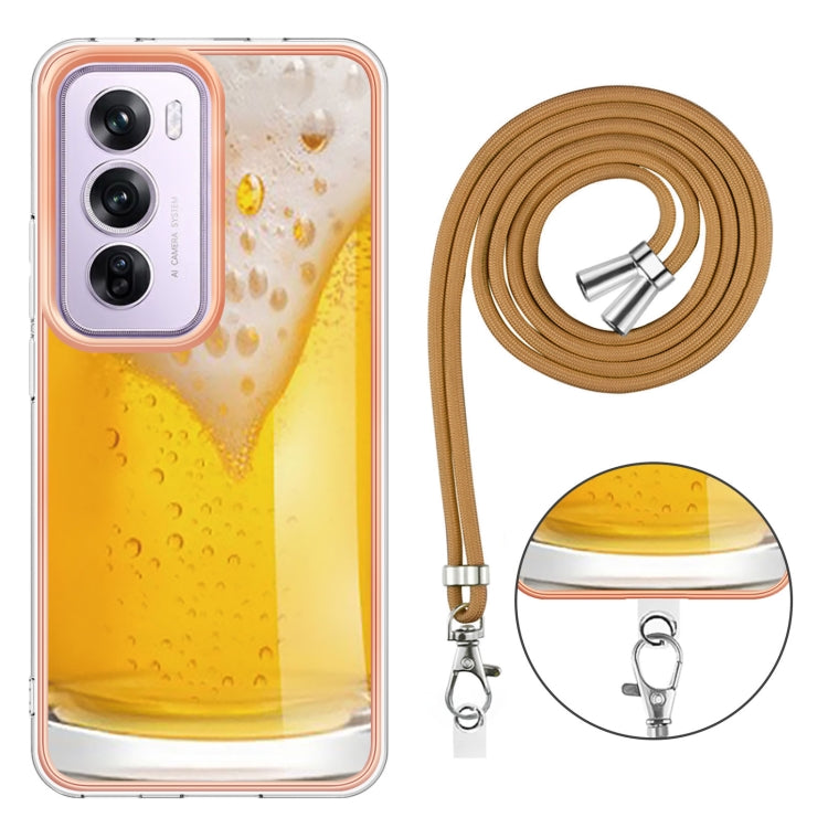 For OPPO Reno12 Pro Global Electroplating Dual-side IMD Phone Case with Lanyard